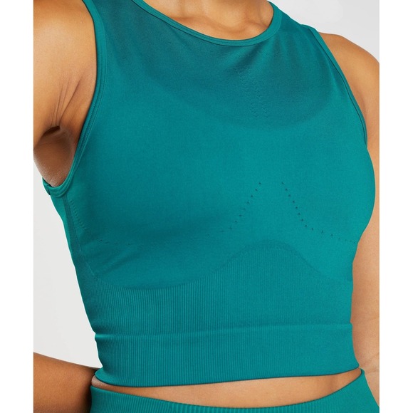 Gymshark Women's Sweat Seamless Midi Tank Rich Teal Size Small - Picture 2 of 10